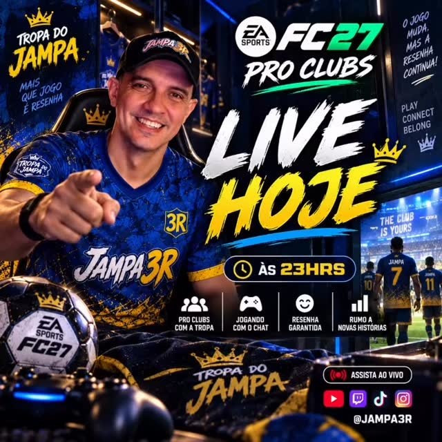 Arte promocional da live do Jampa 3R no FC 27 Pro Clubs